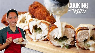 Contis Chicken ala Kiev with GarlicHerb Butter Filling amp Creamy Sauce Topping  Cooking with Kurt [upl. by Ysac]