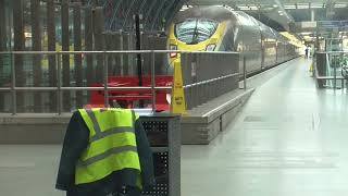 Eurostar train Class 374 Departure London St Pancras International for Paris Gare du Nord [upl. by Ofloda]