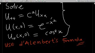 Solving Wave equations with initial conditions using dAlemberts formula [upl. by Thain559]