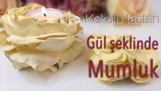 Çok şık gözlerinize inanamayacaksınız KALIP OLMADAN KOKULU TAŞTAN GÜL ŞEKLİNDE MUMLUK Figen Ararat [upl. by Yemorej840]