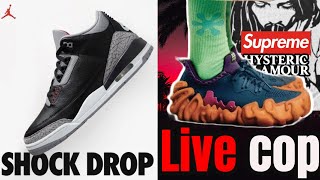 Supreme x Hysteric Glamour Live Cop l Air Jordan 3 Black Cement Shock Drop l Salehe Bembury x Crocs [upl. by Murial]