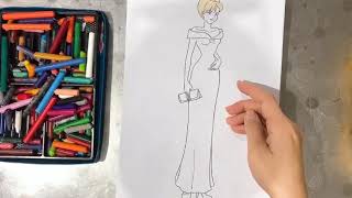 girl with long bodycon dress coloring page [upl. by Aubrette]