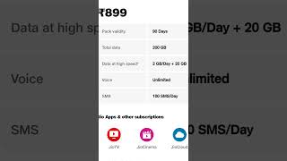 jio Recharge Plan 5G Unlimited free Data 899 jio5g jiorechargeplan jiorecharge [upl. by Ettevram]