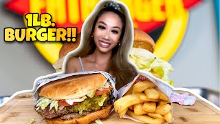 XXL 1 POUND FATBURGER  FAT FRIES MUKBANG EATING SHOW [upl. by Hsinam720]