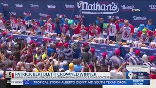 Patrick Bertoletti of Chicago wins Nathan’s hot dog eating contest [upl. by Ynna768]