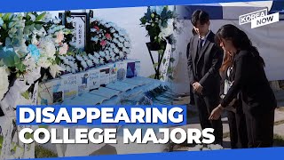 Korean university students hold funeral ahead of department closure [upl. by Aneloc]