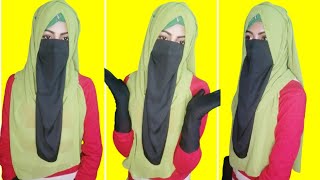 2 Minute Niqab Tutorial With Crinkle Hijab  Hijab With 1 Part Niqab [upl. by Notanhoj]