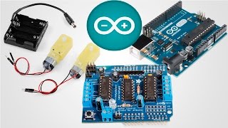 Control de motores DC con Arduino motor shield  Robot básico [upl. by Langham]