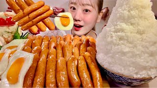 ASMR Sausage 1kg and Fried Egg【Mukbang Eating Sounds】【English subtitles】 [upl. by Elockcin]