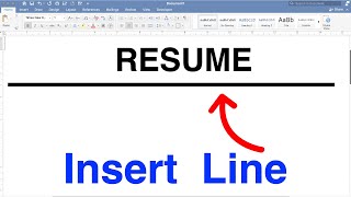 How To Put Line In Resume In Word [upl. by Meave]