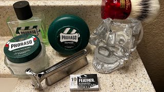 1st useOneBlade Genesis Razor amp Feather Blade Proraso Green amp Simpson Chubby 2 [upl. by Atilrac]