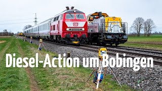 DieselAction um Bobingen Bauzug mit SGL Gravita IC2085 mit Guste SETG Vossloh G1700 am Lechfeld [upl. by Plotkin]