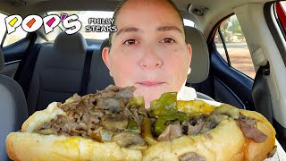 ASMR  quotPOPSquot  The Best Philly Cheesesteak in Vegas  MUKBANG Eating Show [upl. by Karry]