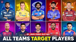 IPL 2025 ALL TEAMS TARGET PLAYERS LIST  IPL 2025 ALL TEAM TARGET PLAYERS  IPL 2025 MEGA AUCTION [upl. by Cirala]