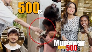 Munawar Faruqui Gave 500rs To Kids While Promoting His Song Halki Halki Si With Hina Khan [upl. by Eirovi]