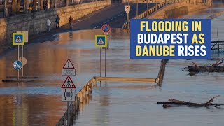 Video Footage Danube River Water Levels Rise Flooding Budapest Embankment Roads [upl. by Melisse420]