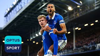 SCENES Goodison Park ROCKING after Everton BEAT Liverpool putting a dent in their title charge [upl. by Kynthia]