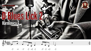 D Blues Lick 2  Harmonica G  Free Tabs [upl. by Nellac98]