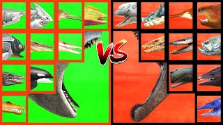 AQUATIC TOURNAMENT Mosasaurus ARK VS Megalodon VS Helicoprion VS Tylosaurus VS Shonisaurus in ARBS [upl. by Barton]