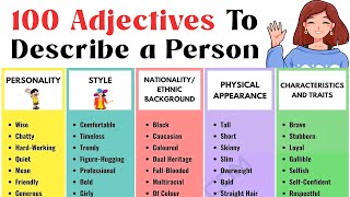 How to Describe People in English  100 Great Adjectives to Describe a Person [upl. by Kendrah]