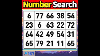 Number Search It may seem easy but its challenging【Memory  brain game  Quiz 】167 [upl. by Kcaz]