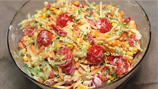 Chinakohl Salat Rezept mit Schmand ist super einfach und lecker als Beilage oder Abendessen [upl. by Ayotak]