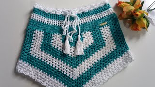 SHORTS DE CROCHÊ  Passo a passo  ABC do Crochet [upl. by Asseret]