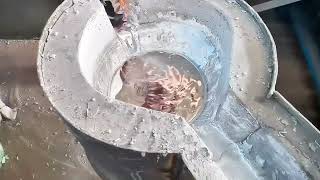 The waste zinc is melted in a 30ton natural gas furnace and cast into zinc alloy ingots [upl. by Bunow]