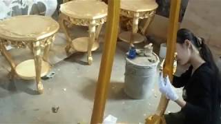 learn how to applying gold leaf on furniture frame [upl. by Sinne604]