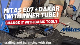 Installing and balancing MITAS E07 motorcycle tire with basic tools  Africa Twin  Yes You can [upl. by Bastian]