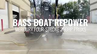 Bass Boat Repower Mercury Pro XS 250HP [upl. by Dnomyaw]