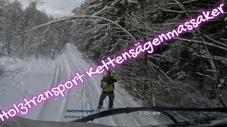 Holz fahren im Schnee mit Kettensägenmassaker Teil 1 [upl. by Roxana976]