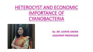 HETEROCYST AND ECONOMIC IMPORTANCE OF CYANOBACTERIA by Dr Leenta Arora [upl. by Yraht]