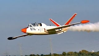 FOUGA MAGISTER HUGE RC SCALE MODEL TURBINE JET FLIGHT DEMONSTRATION  Euroflugtag Rheidt 2016 [upl. by Mikael]