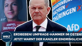 THÜRINGEN Erdbeben UmfrageHammer AfD und Wagenknecht erobern den Osten Jetzt warnt der Kanzler [upl. by Nnairahs]