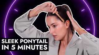 5 Minute Sleek Ponytail Tutorial  How to get perfect slick hair [upl. by Ehrsam]