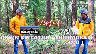 Patagonia Down Sweater VS North Face Thermoball Eco Jacket Battle  Down vs Synthetic [upl. by Einittirb]