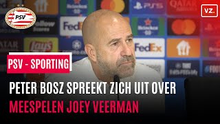 Peter Bosz spreekt zich uit over meerspelen Joey Veerman tegen Sporting Portugal [upl. by Andree]