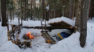 SubZero Solo Winter Bushcraft Camp  Coyotes at Camp Bushcraft Recliner Extreme Cold [upl. by Blanch]