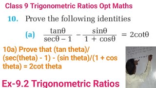 10a Prove that tan thetasectheta  1  sin theta1  cos theta  2cot theta [upl. by Bern894]