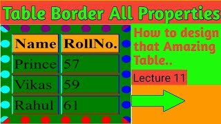 How to changeset Table border stylecolor in html  Html all border Properties by mind touch tech [upl. by Lehrer]