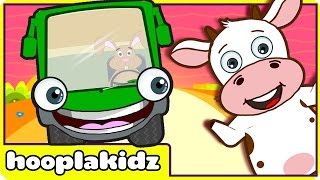 Wheels On The Bus  Green Bus  Kids Song  HooplaKidz [upl. by Zebedee]