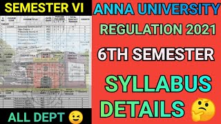 Anna University 6th Semester Syllabus Details ✅  Engineering 6th Sem Syllabus 💯 Regulation 2021AU [upl. by Yllier970]