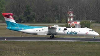 Luxair Bombardier Dash 8 Q400 LXLGM LG9475 Landing at Berlin Tegel Airport [upl. by Nashoma266]