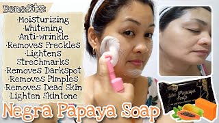 HOW I USE NEGRA ULTIMA GLUTA PAPAYA SOAP tips amp tricks35 pesos lang [upl. by Sella]