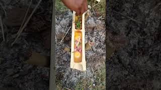 Bamboo egg recipe preparation viralcontent foodlover foodielife traveling forest food [upl. by Ainoloppa]