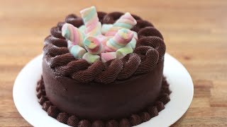 Marshmallow Chocolate Cake Design with Chocolate Buttercream Frosting  Easy Cake Decoration [upl. by Novek]