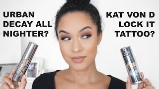 Urban Decay All Nighter vs Kat Von D Lock It Tattoo  Foundation Comparison [upl. by Durst]