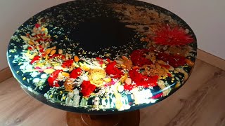 Resin Art TutorialЭпоксидный столик из цветов своими рукамиEpoxidharz tish mit blumen [upl. by Pozzy]