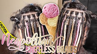 NEAPOLITAN ICE CREAM VIBES  SMALL BUTT LENGTH KNOTLESS BRAIDS ON FINE HAIR  Rashelle Slaughters [upl. by Enylrac896]